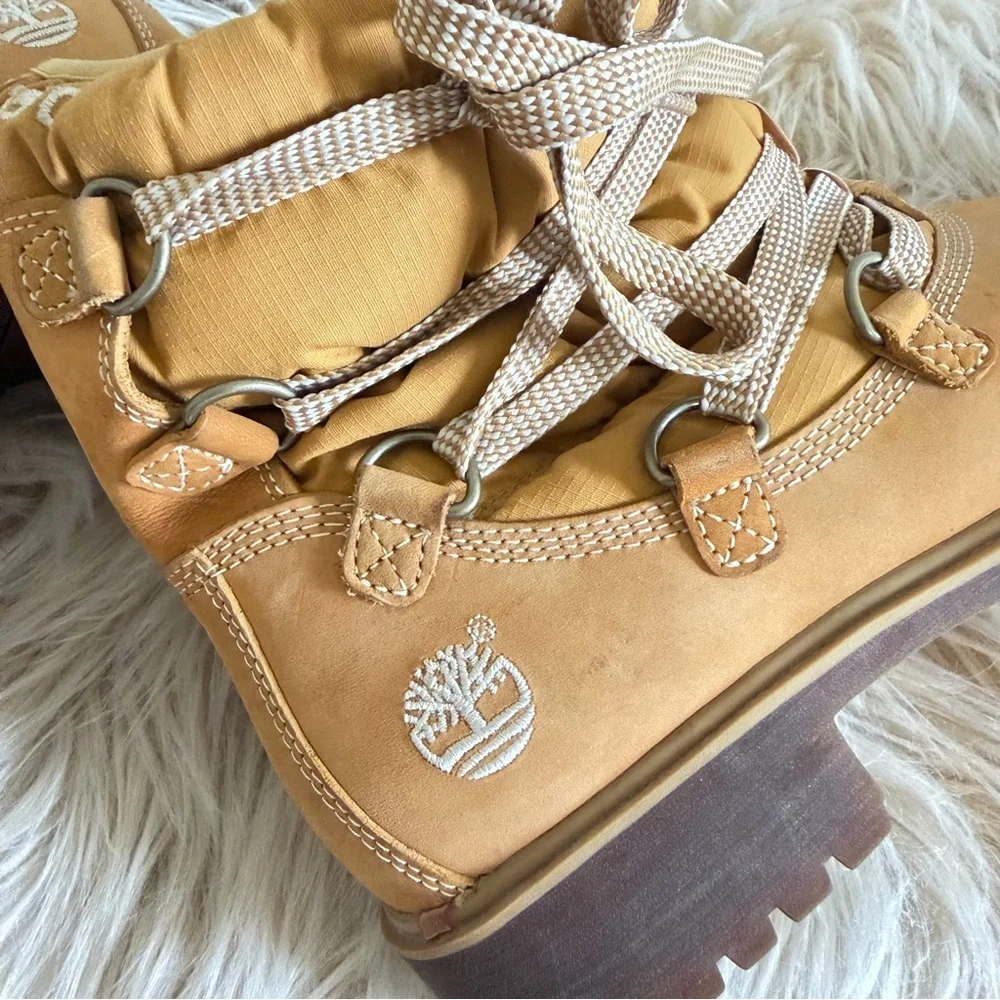 Timberland Shearling Lined Boots Wheat Tan Waterproof Lace Up 8.5M - Picture 7 of 7